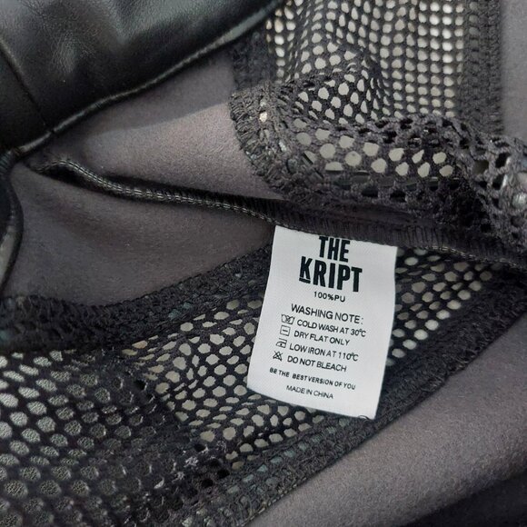 The Kript Faux Leather Pants S Fishnet Mesh Cut Out Dolls Kill Vegan Leather NWT - Picture 6 of 9